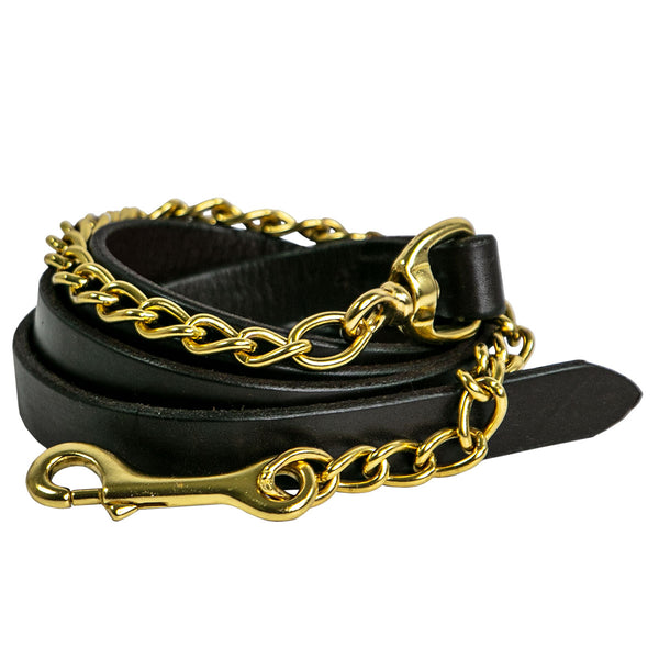 Quiet Creek Leather Lead 24 in Brass Chain